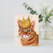 Ginger Cat mit Crown Portrait Postkarte (Stehend Vorderseite)