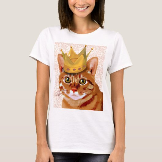 Ginger Cat mit Crown Portrait T-Shirt (Vorderseite)