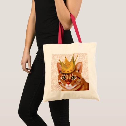 Ginger Cat mit Crown Portrait Tragetasche (Vorderseite (Produkt))