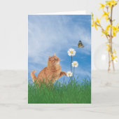 Ginger Cat mit Daisy Geburtstag Karte (Gelbe Blume)