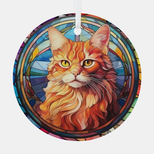 Ginger Cat Mosaic Stainc Ornament Aus Glas (Rückseite)