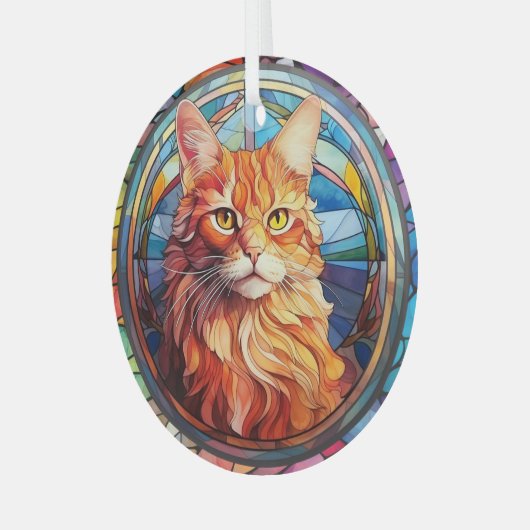 Ginger Cat Mosaic Stainc Ornament Aus Glas (Vorderseite links)