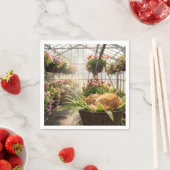 Ginger Cat Napping in Hanging Fern Basket Serviette (Beispiel)
