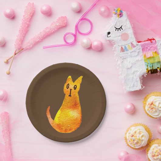 Ginger Cat niedliche Aquarellbilderkunst Pappteller (Party)