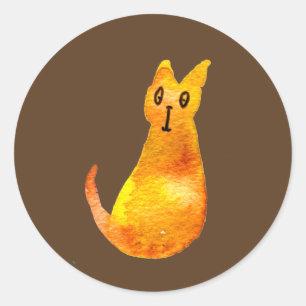 Ginger Cat niedliche Aquarellbilderkunst Runder Aufkleber