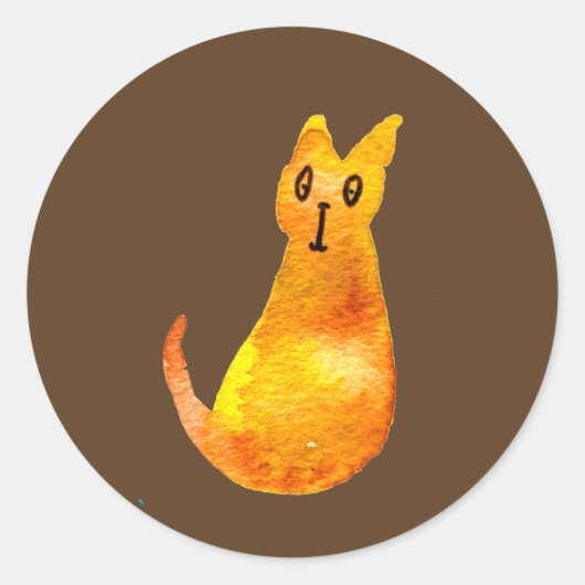 Ginger Cat niedliche Aquarellbilderkunst Runder Aufkleber (Vorderseite)
