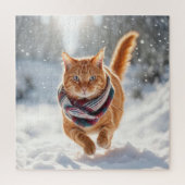 Ginger Cat On Snow Puzzle (Vertikal)