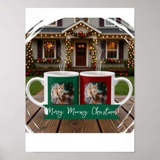 Ginger cat, Photo Text Customize ,Meowy Christmas, Poster (Vorne)