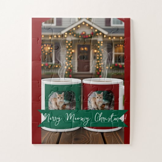 Ginger cat, Photo Text Customize ,Meowy Christmas, Puzzle (Vertikal)