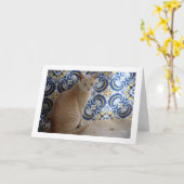 Ginger Cat Portrait Karte (Gelbe Blume)
