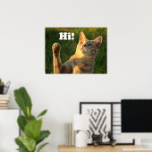 Ginger Cat Saying Hi! Poster (Heimbüro)
