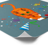 Ginger Cat spielt mit Party-Gegenständen im Neujah Poster (Ecke)