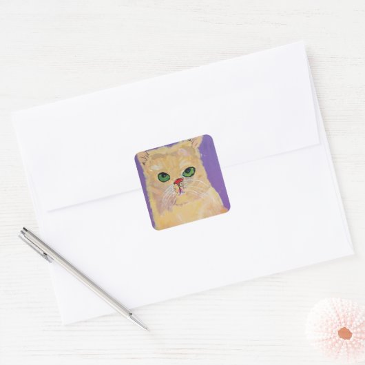 Ginger Cat Square Stickers (Umschlag)