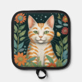 Ginger Cat und Blume Topflappen (Vorderseite)