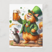 Ginger Cat und eine Maus mit Bier Postkarte (Vorderseite)