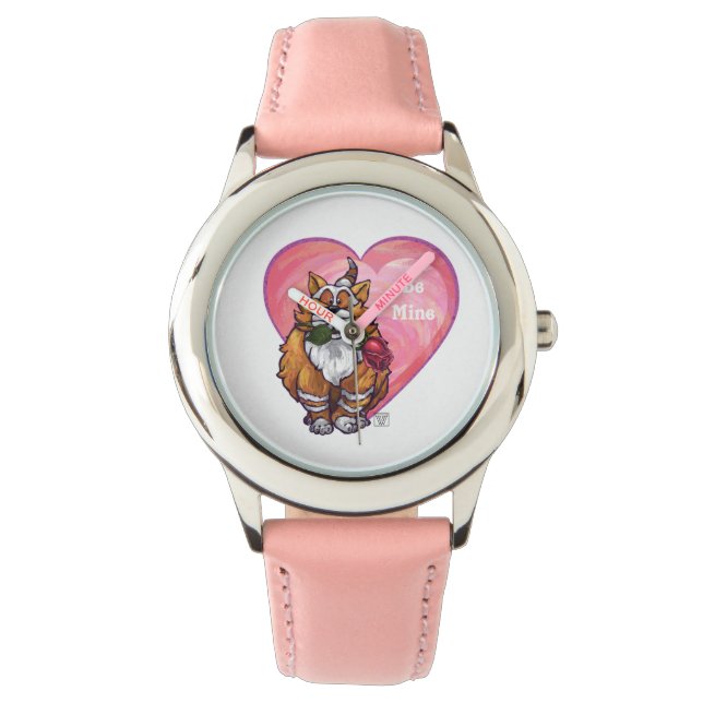 Ginger Cat Valentine's Day Armbanduhr (Vorderseite)