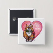 Ginger Cat Valentine's Day Button (Vorne & Hinten)
