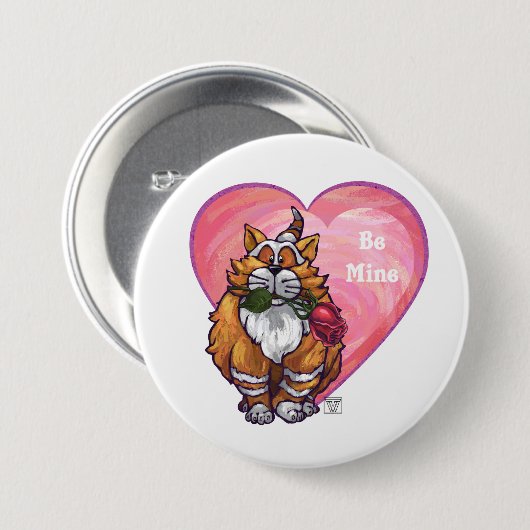 Ginger Cat Valentine's Day Button (Vorne & Hinten)