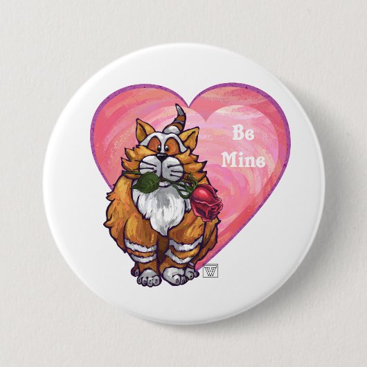 Ginger Cat Valentine's Day Button (Vorderseite)