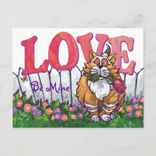 Ginger Cat Valentine's Day Feiertagspostkarte (Vorderseite)