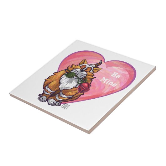 Ginger Cat Valentine's Day Fliese (Seite)