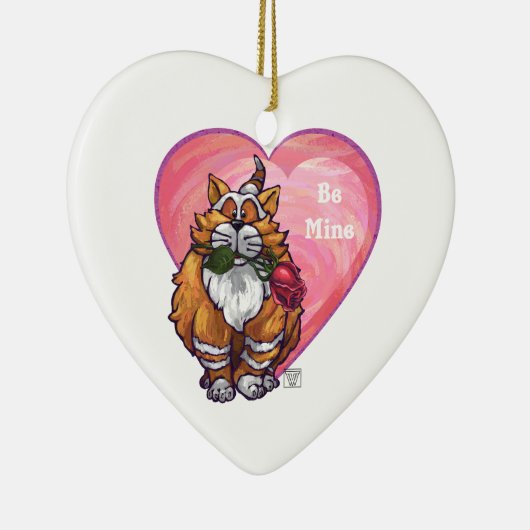 Ginger Cat Valentine's Day Keramik Ornament (Rechts)