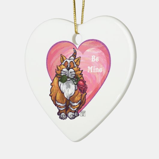 Ginger Cat Valentine's Day Keramik Ornament (Links)