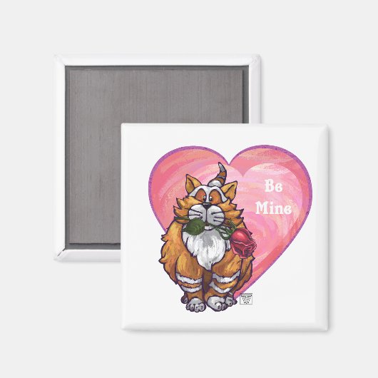 Ginger Cat Valentine's Day Magnet (Vorderseite/Rückseite)