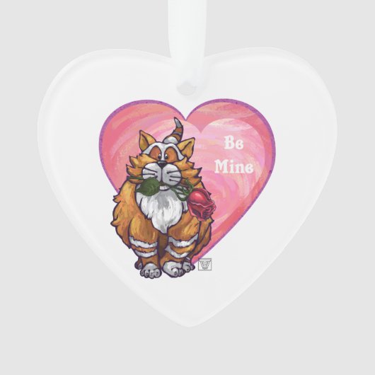 Ginger Cat Valentine's Day Ornament (Vorderseite)