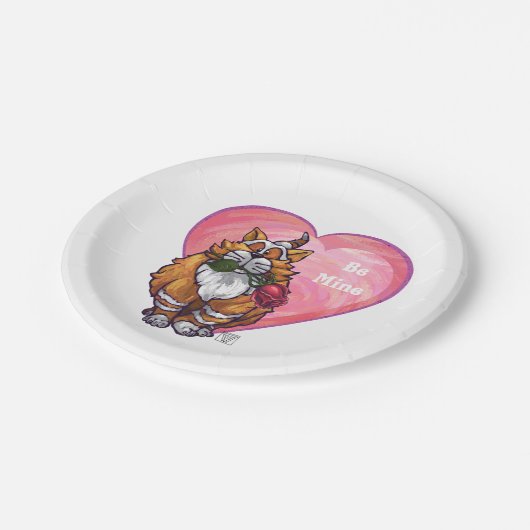 Ginger Cat Valentine's Day Pappteller (Schrägansicht)