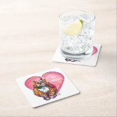 Ginger Cat Valentine's Day Rechteckiger Pappuntersetzer (Vor Ort)