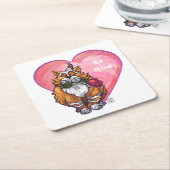 Ginger Cat Valentine's Day Rechteckiger Pappuntersetzer (angewinkelt)