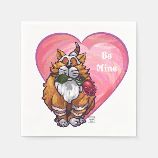 Ginger Cat Valentine's Day Serviette (Vorderseite)
