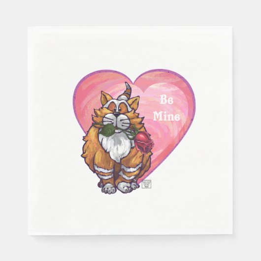 Ginger Cat Valentine's Day Serviette (Vorderseite)