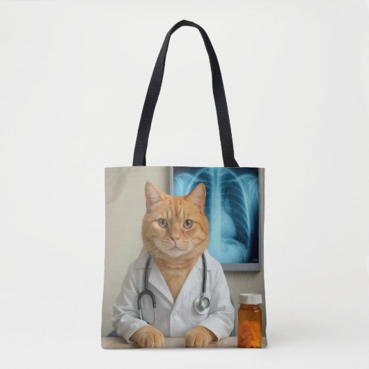 Ginger Cat Wearing a Doctor Lab Coat Tasche (Vorderseite)