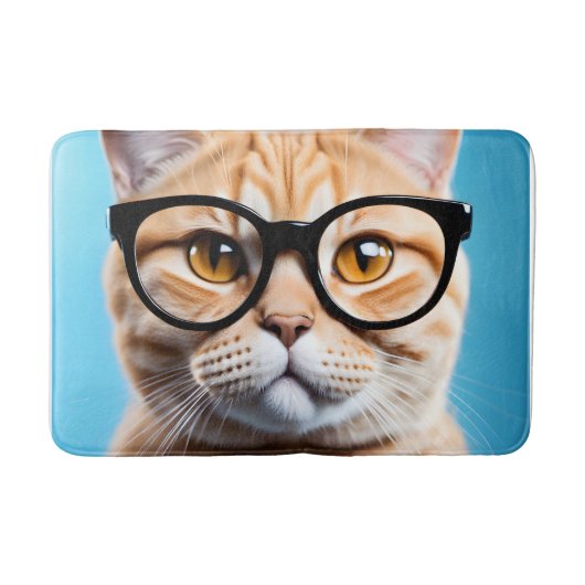 Ginger Cat Wearing Glasses Badematte (Vorderseite)