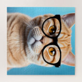 Ginger Cat Wearing Glasses Puzzle (Horizontal)