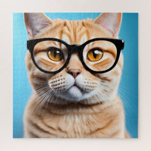 Ginger Cat Wearing Glasses Puzzle
