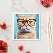 Ginger Cat Wearing Glasses Serviette (Beispiel)