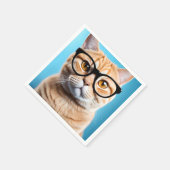 Ginger Cat Wearing Glasses Serviette (Ecke)