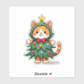 Ginger Cat Weihnachtsbaum Niedlich Xmas 3 Aufkleber (Blatt)