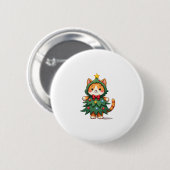 Ginger Cat Weihnachtsbaum Niedlich Xmas 3 Button (Vorne & Hinten)