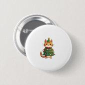 Ginger Cat Weihnachtsbaum Niedlich Xmas 4 Button (Vorne & Hinten)