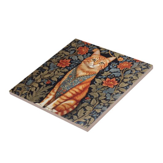 Ginger Cat William Morris Inspirierte floral Fliese (Seite)