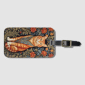 Ginger Cat William Morris Inspirierte floral Gepäckanhänger (Vorderseite (Horizontal))