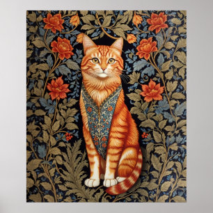 Ginger Cat William Morris Inspirierte floral Poster