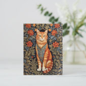 Ginger Cat William Morris Inspirierte floral Postkarte (Stehend Vorderseite)