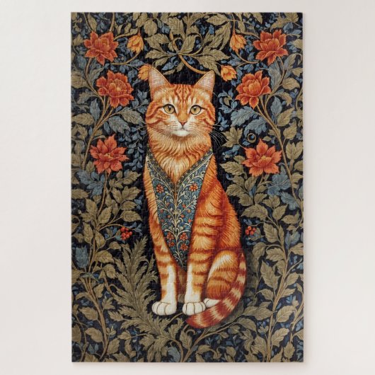 Ginger Cat William Morris Inspirierte floral Puzzle (Vertikal)