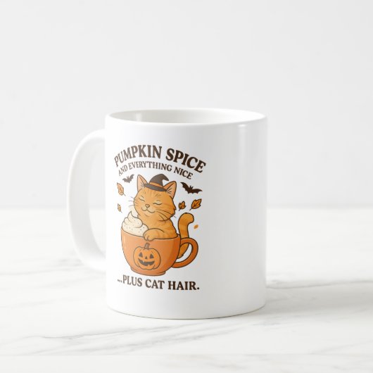 Ginger Cat Witch - Niedliches Halloween-Design mit Kaffeetasse (Vorderseite Links)