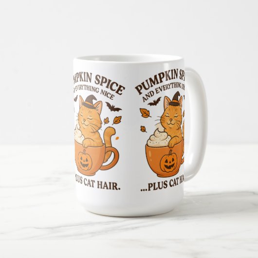Ginger Cat Witch - Niedliches Halloween-Design mit Kaffeetasse (VorderseiteRechts)